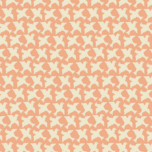 Andover Sweet Ride Pesimmon Orange Doves by Laundry Basket Quilts A-451-O