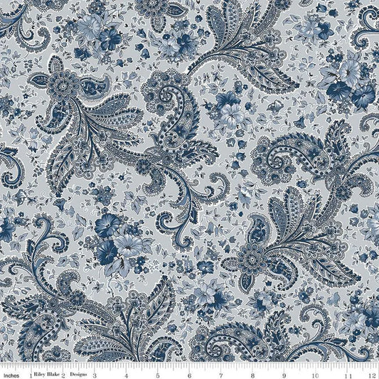Riley Blake Midnight Garden Paisley Gray C12542
