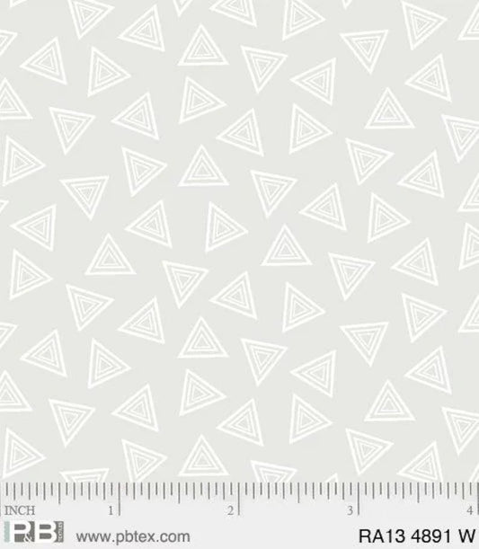 1902 P&B Textiles Timeless Ramblings White on White Triangles RA1304891W
