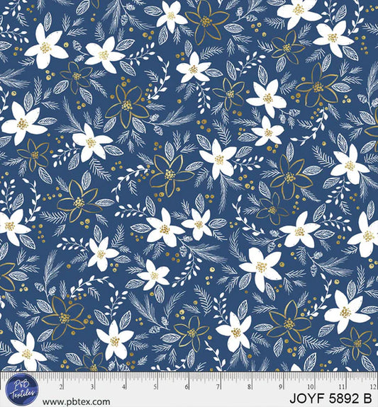 1931 P&B Textiles Joyful Holiday Floral Toss JOYF05892B