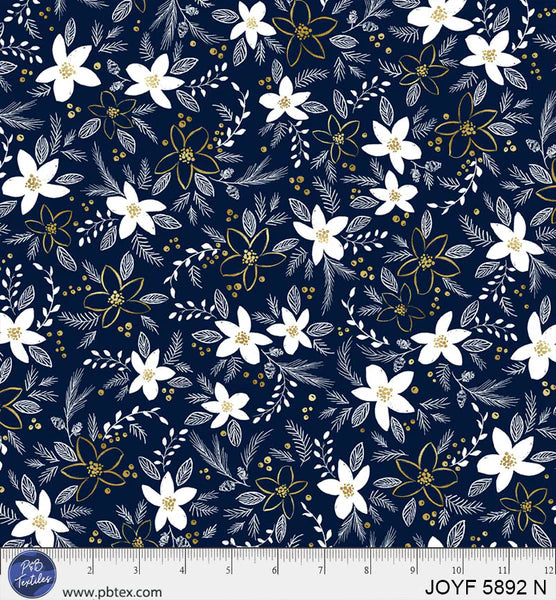 1932 P&B Textiles Joyful Holiday Floral Toss JOYF05892N