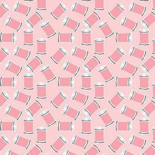 Benartex Stitch with Love Light Pink Thread Spools