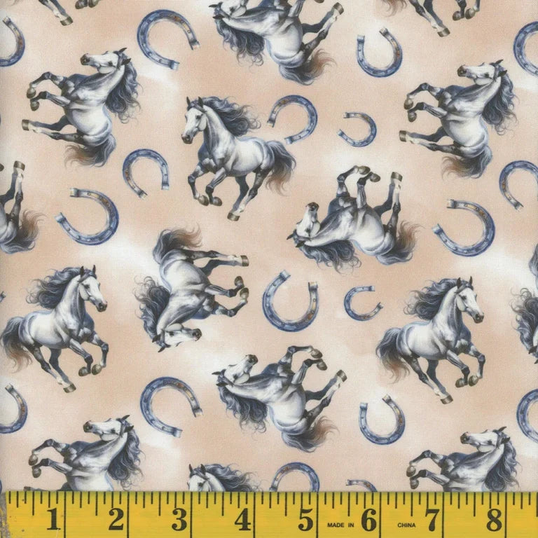 1960 Mook Fabrics Western Rose Saddle Up Tan 143439