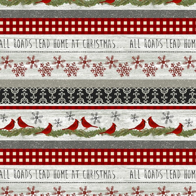 Benartex Snow Village Stripe Stone