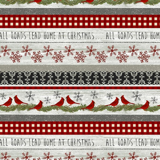 Benartex Snow Village Stripe Stone