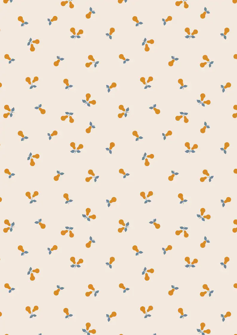 Lewis & Irene Wintertide Metallic Gold Pears on Cream