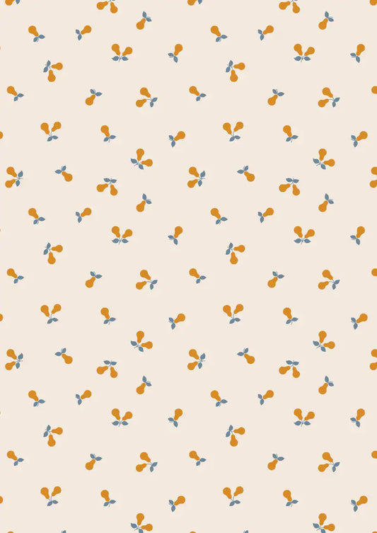 Lewis & Irene Wintertide Metallic Gold Pears on Cream