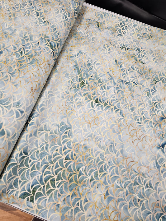 Batik Green Gold Clamshells