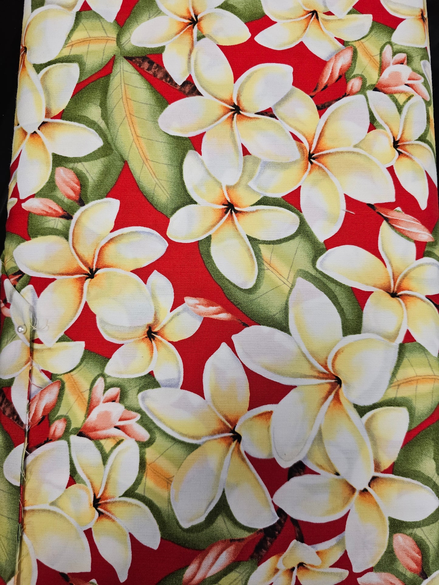 Trans Pacific Textiles Plumerias In Bloom Red 95214