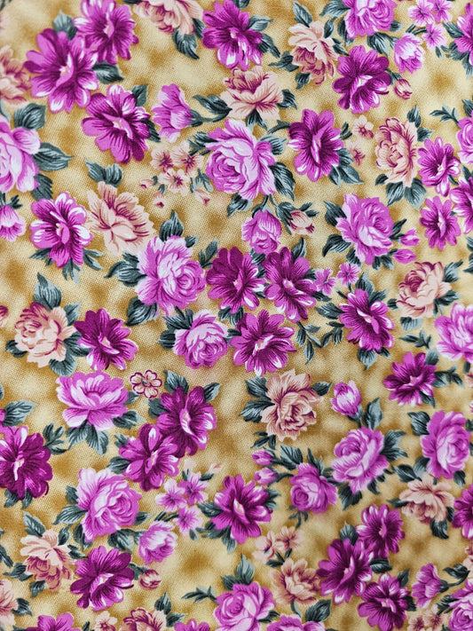 Fuschia Flowers on Tan