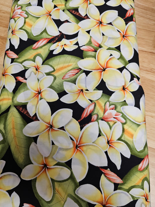 Trans Pacific Textiles Plumerias In Bloom Black 0829189