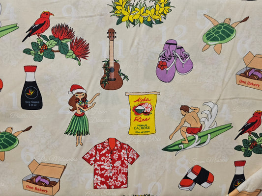 Trans Pacific Textiles 12 Days of Christmas Hawaii Beige LW-22-820