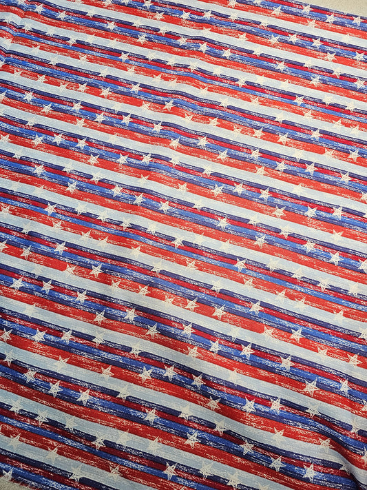 1069 Patriotic Stripes Sketched Stars Blue