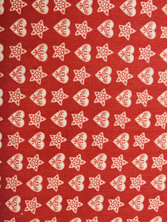 8296 Benartex Designer Fabrics Nordic Noel Nordic Hearts Red 12314-10