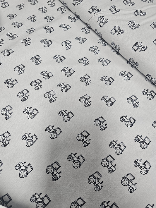 1463 Fabric Editions, Inc. Tractors on Gray