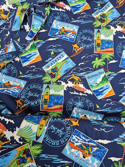 1649 Trans Pacific Textiles Hawaiian Surftown Classics Navy 0180267