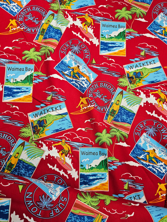 1650 Trans Pacific Textiles Hawaiian Surftown Classics Red 0829185