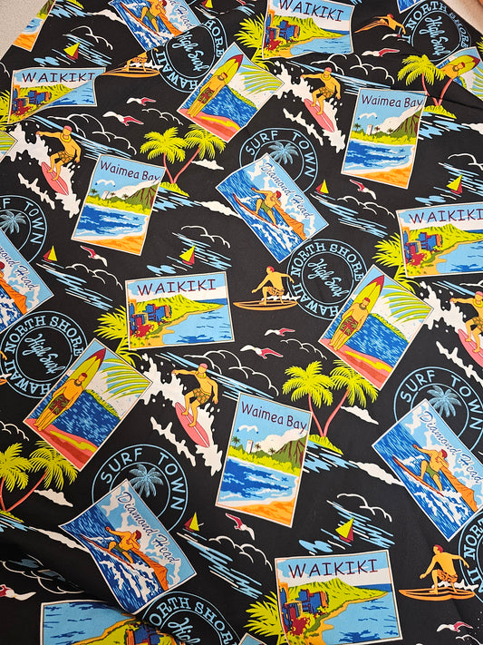 1657 Trans Pacific Textiles Hawaiian Surftown Classics Black 0829183