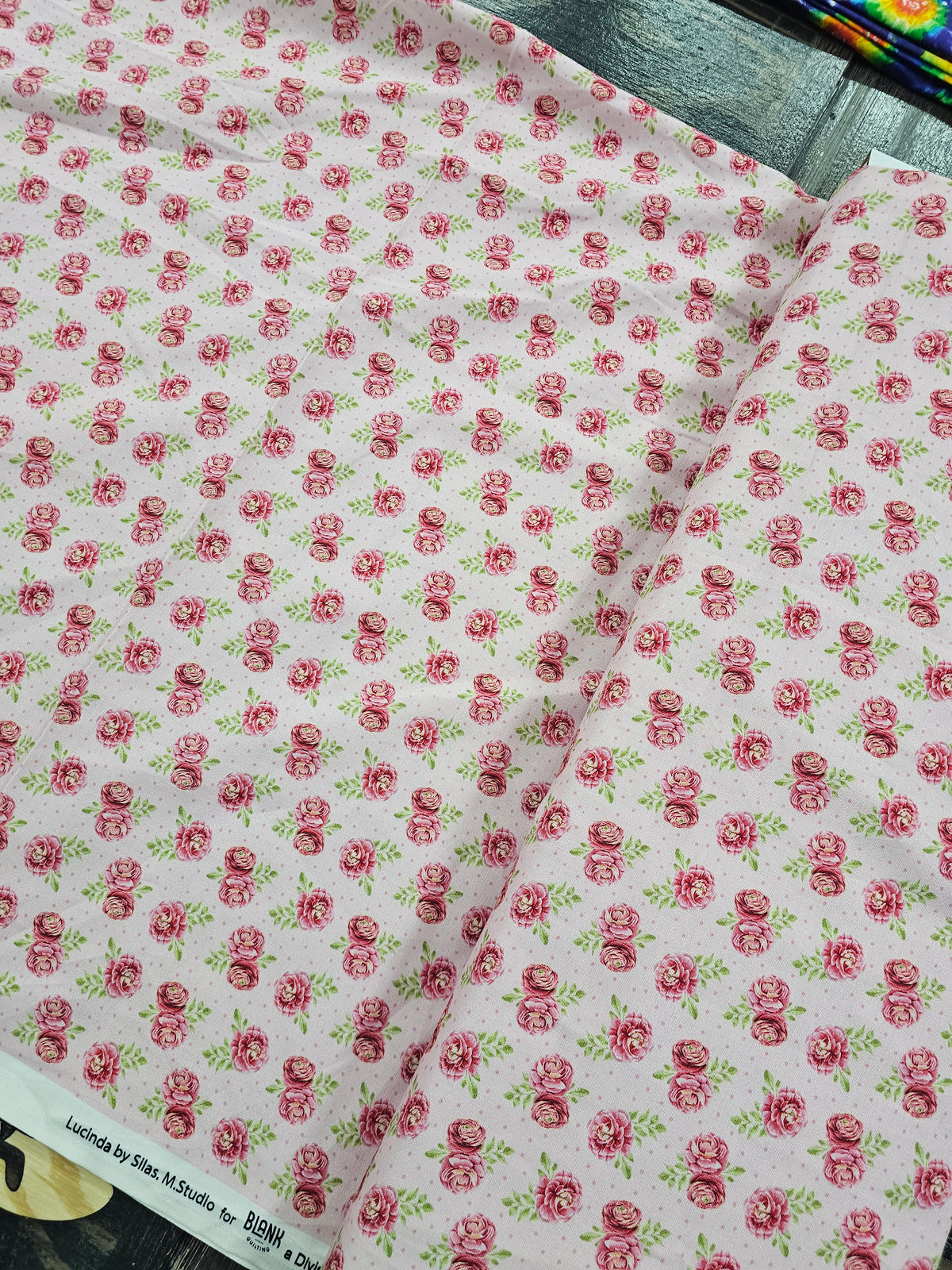 1155 The Blank Quilting Corp Lucinda Roses on Pink 5084-22