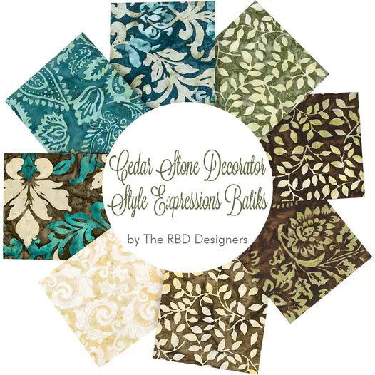 X2030 Riley Blake Designs Batiks Decorator Style Cedar Stone  Fat Quarter Bundle 8 pieces