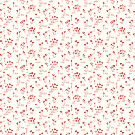 Riley Blake Red Hot Flower Garden Cream C11671