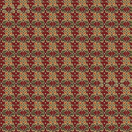 Benartex Samsara Tile Gold Red Metallic 13068M-31