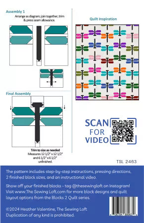 P2083 Dragonfly Quilt Block Pattern TSL2463