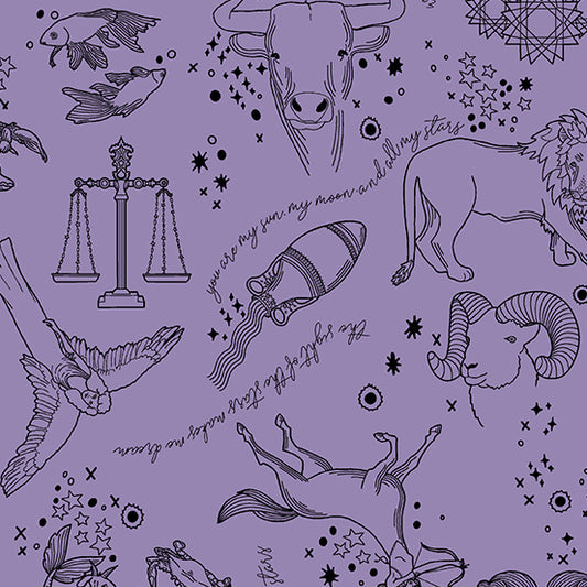 Andover Astrologika by Eye Candy Quilts A-375-P on Purple