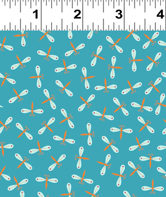Clothworks Summer Sampler Dragonflies Y2992-98 Sky