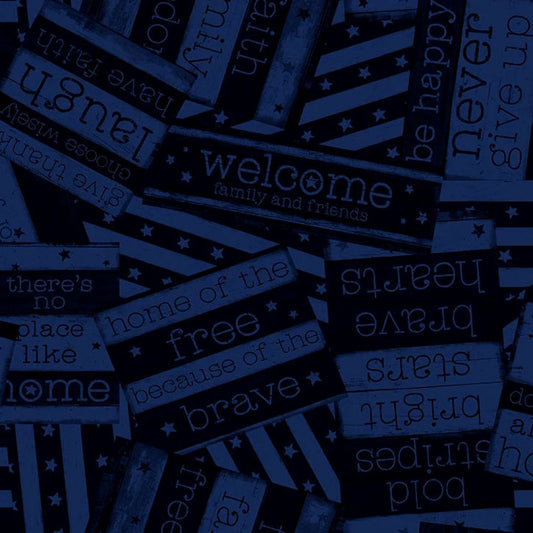Clothworks Home Of The Free Sayings Royal Blue