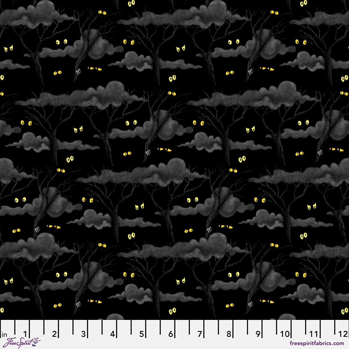 2172 FreeSpirit Moonlit Mischief Eerie Night Forest Black PWMY049