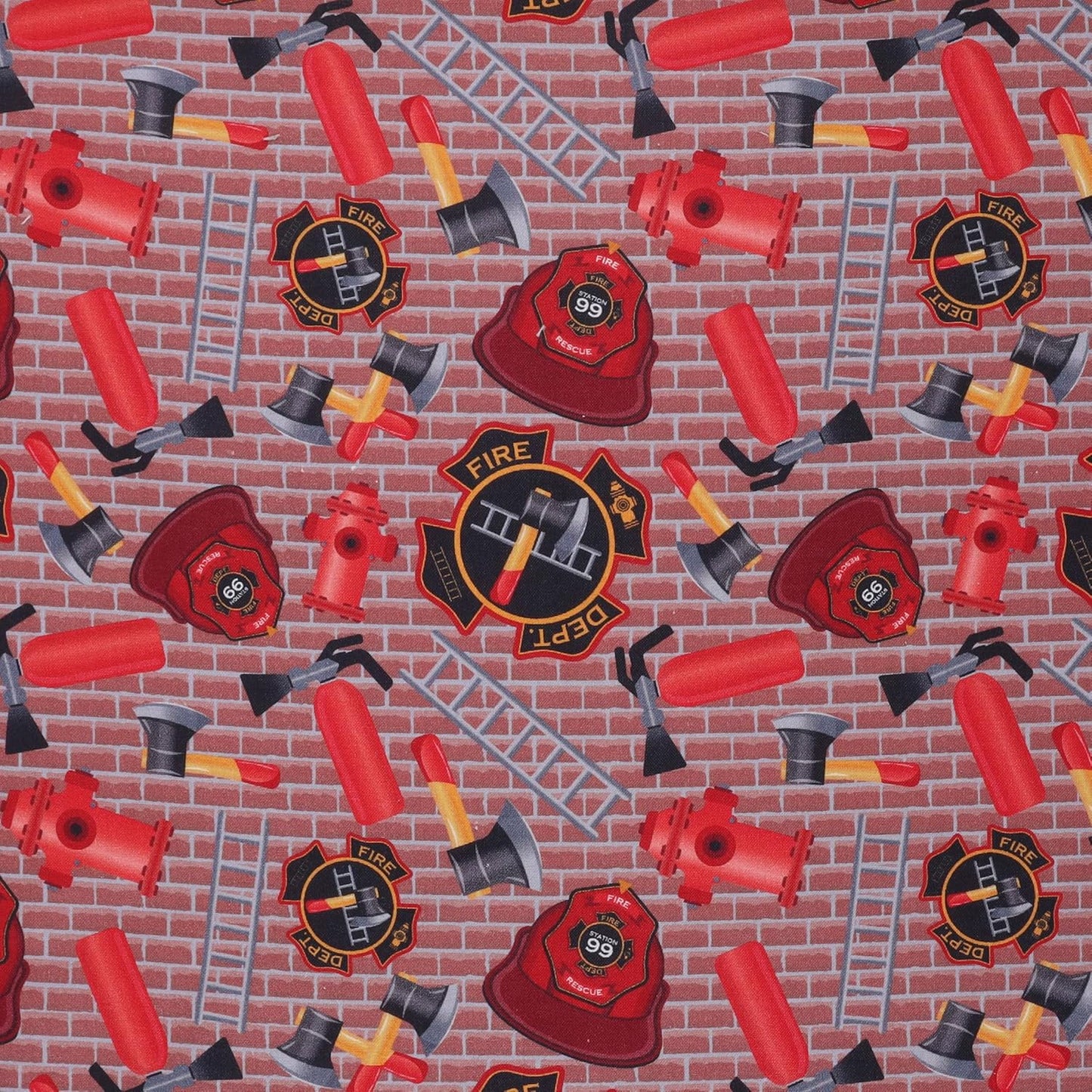 MOOK Fabrics Firefighter Firehouse Ladder Hydrant Hatchet