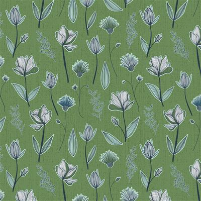 Clothworks Raised Mary's Garden Y3415-112 Light Forest