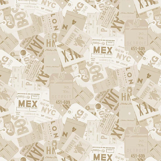 Clothworks Low Key Luggage Tags Y3480-12 Khaki