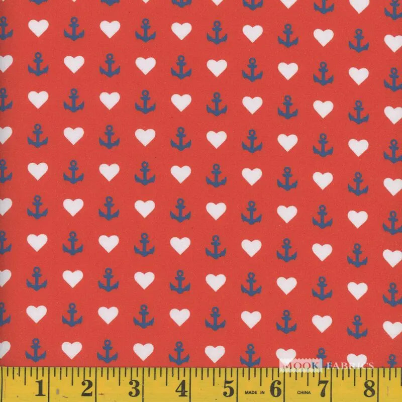 Mook Cotton Anchors & Hearts Orange 114741