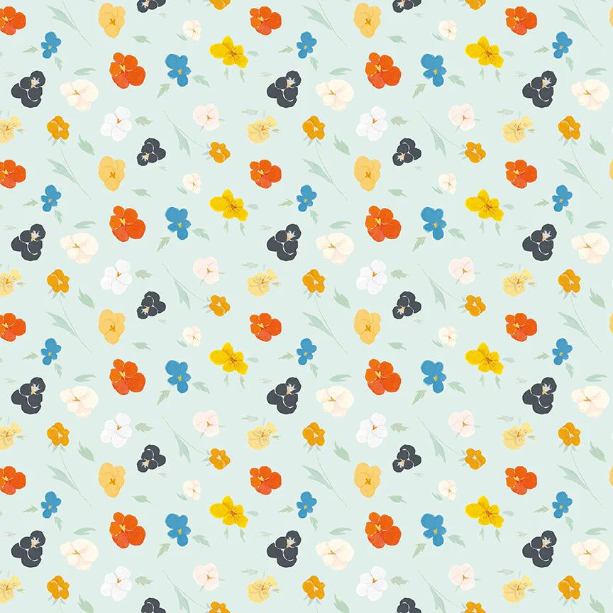Riley Blake Dream World The Littlest Family's Big Day Flowers CD11492 Aqua