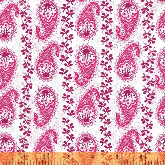 Windham Our House Paisley Stripes Magenta 52788-7