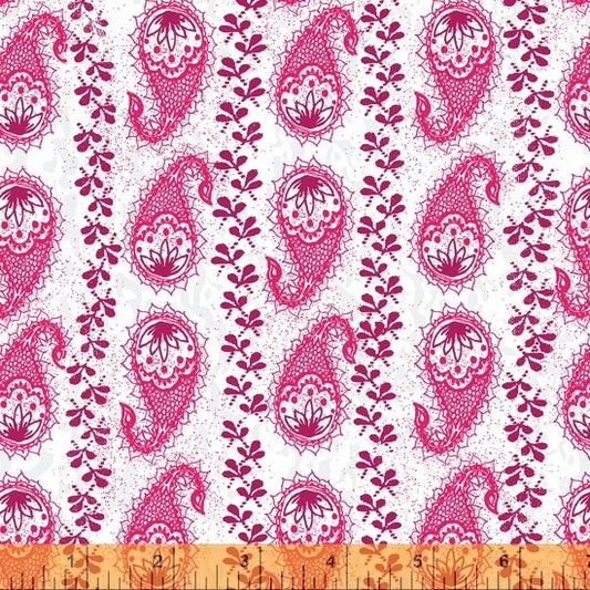 Windham Our House Paisley Stripes Magenta 52788-7