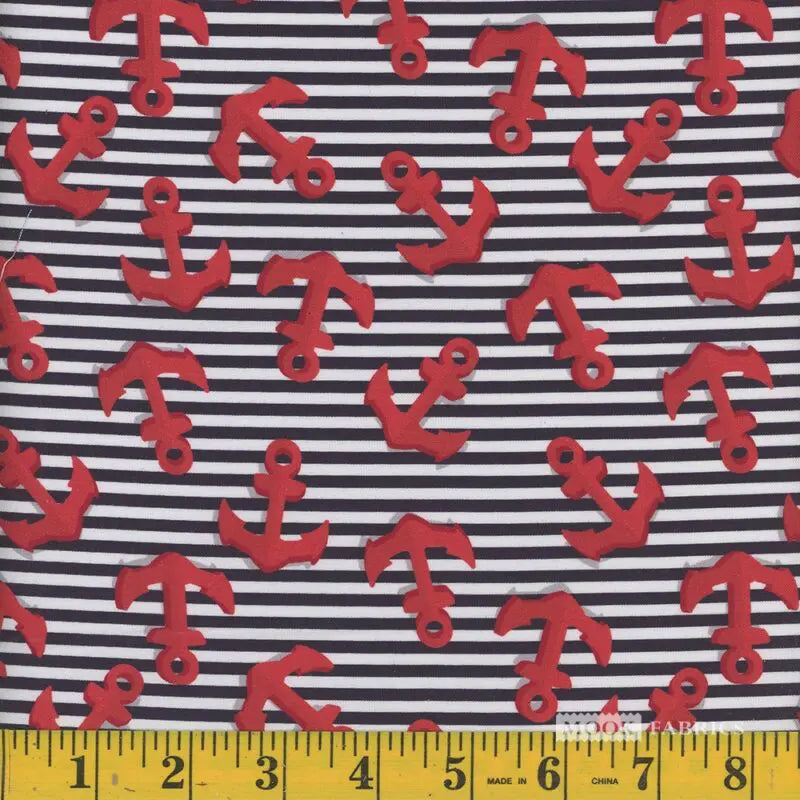 Mook Cotton Stripes & Anchors Navy 114752