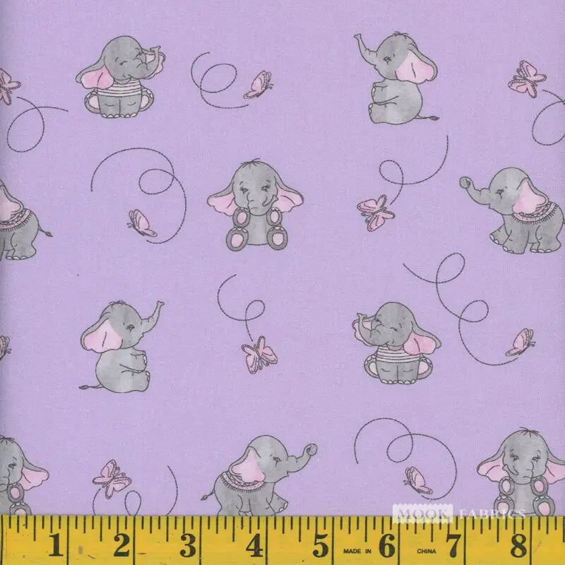 Mook Cotton Elephant Butterfly Pink Purple 112857