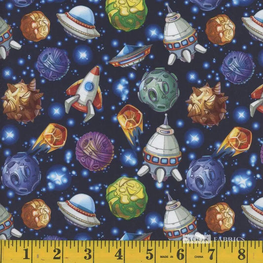 Mook Cotton Novelty Rockets & Planets 114804