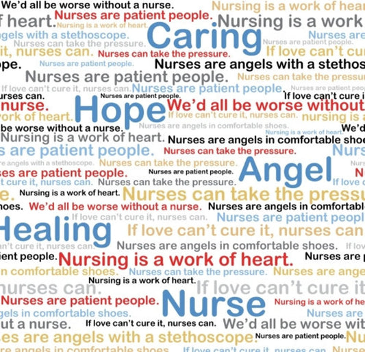 Windham Calling All Nurses Words Multi White 37301-X