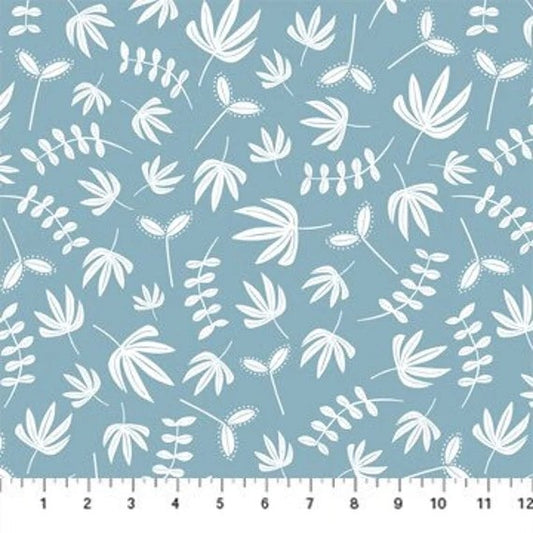 Figo (a division of Northcott) Hand Stitched Plants Blue