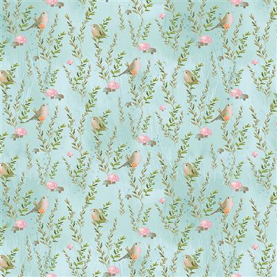 Clothworks Daydreams Robins Y3448-97 Light Sky