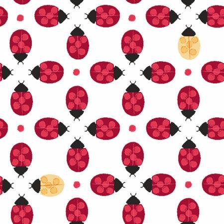 Clothworks Ladybug Mania Y3177-1 White