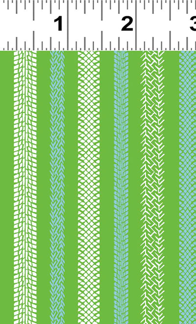 Clothworks Play Zone Tire Stripe Y3274-19 Dark Lime