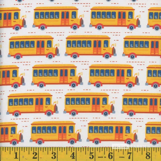 Mook Cotton Back To School Yellow Busses Yellow 116661