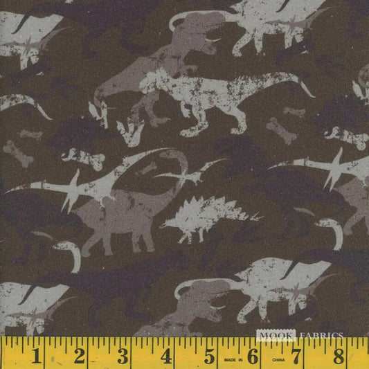 Mook Cotton Camo Dinosaurs Dark Green Black Gray 112713