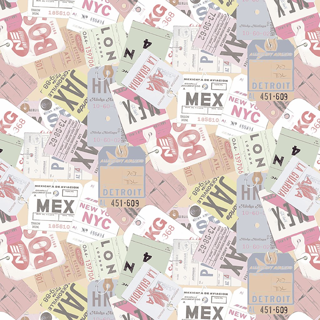 Clothworks Low Key Luggage Tag Y3480-54 Multi Pastel