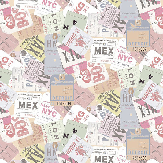 Clothworks Low Key Luggage Tag Y3480-54 Multi Pastel